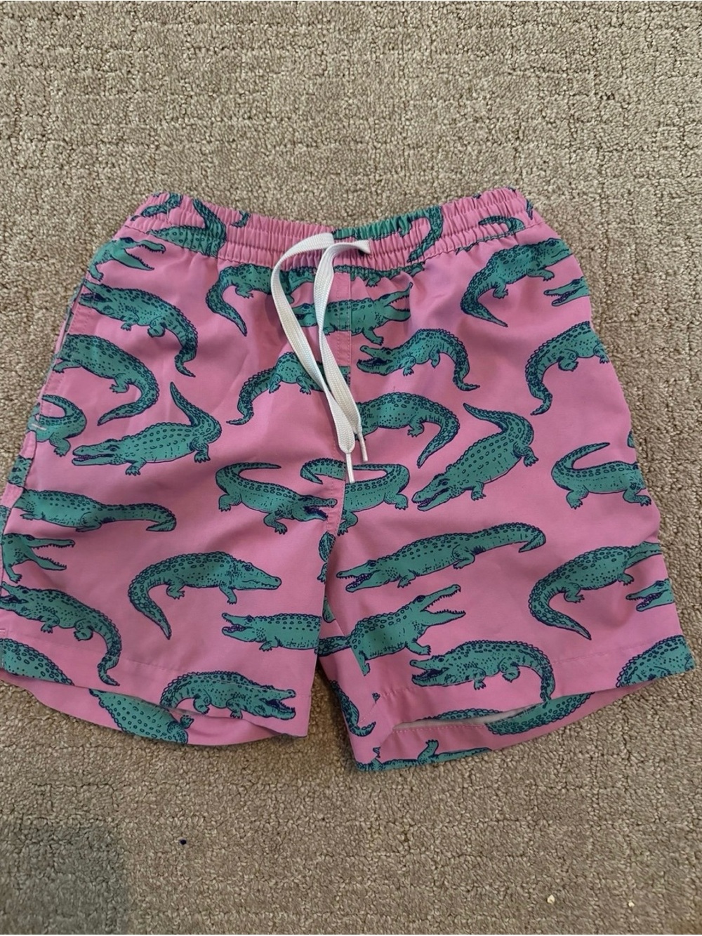 chubbies Pink Swim Trunks with Green Alligator Print